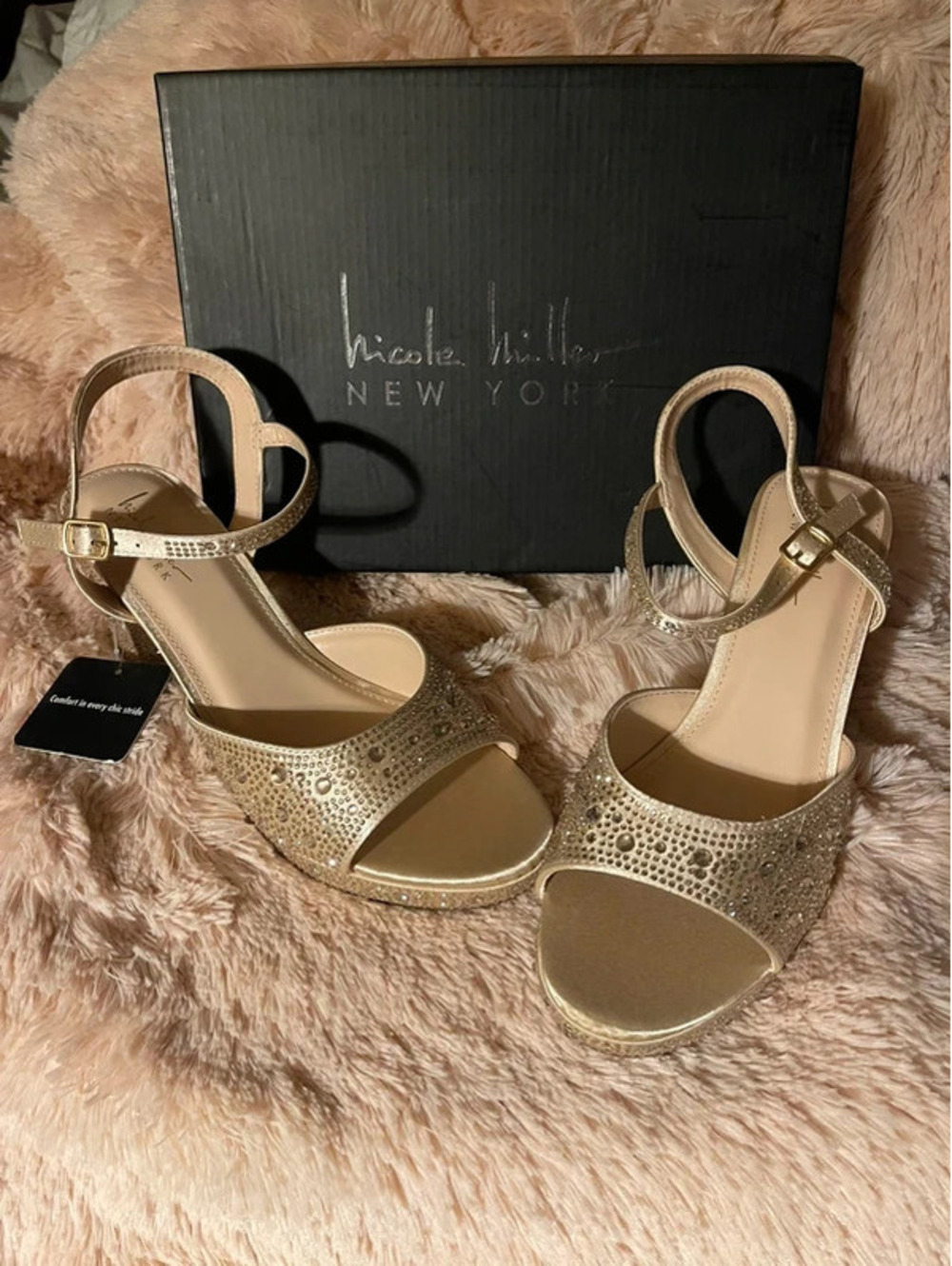 Nicole Miller New York,Rhinestone Ankle-Strap Heels Sandals
